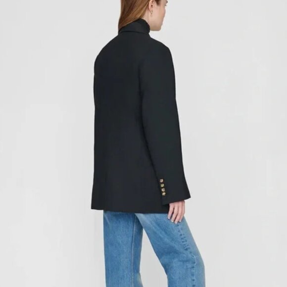 NWT Anine Bing Kaia Double Breasted Black Wool Oversized Blazer Size XL - Picture 3 of 11